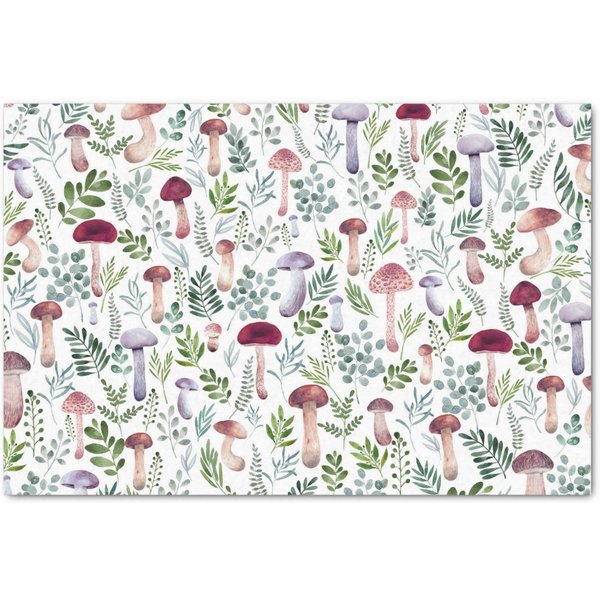 Watercolor Wild Mushrooms And Leaves Pattern Tissue Paper-image