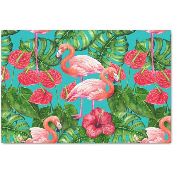 Flamingo Birds And Tropical Garden Watercolor Tissue Paper-image