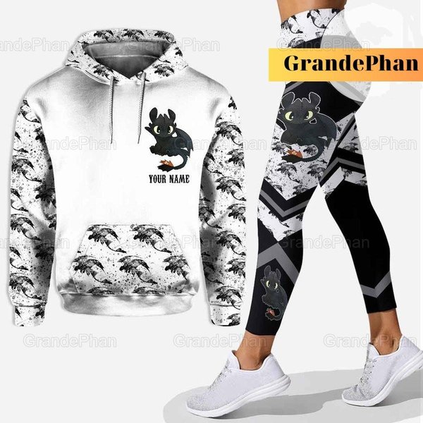 Toothless Hoodie Legging Set, Personalized Hoodie, Light Fury Hoodie-image