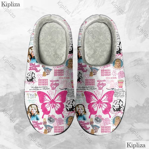 Dolly Parton Cozy Unisex Winter Slippers, Dolly Parton Indoor Shoes