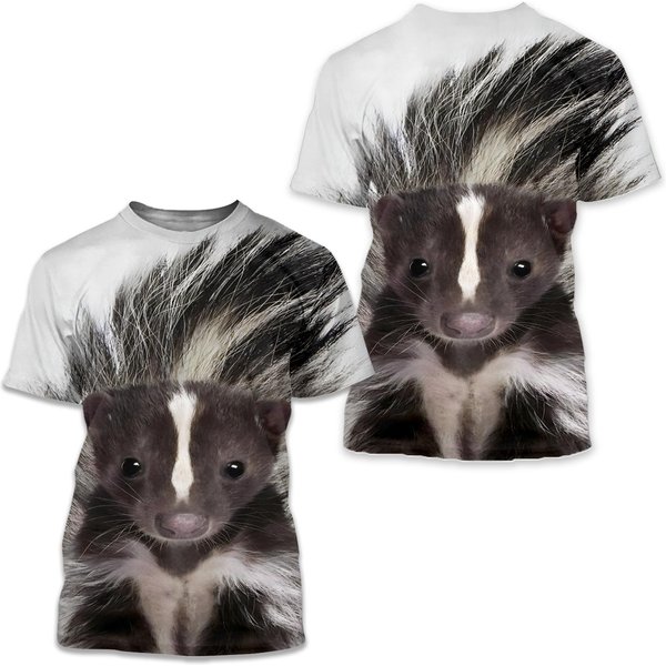 Unisex Skunk Black 3D All Over Print T-Shirt-image