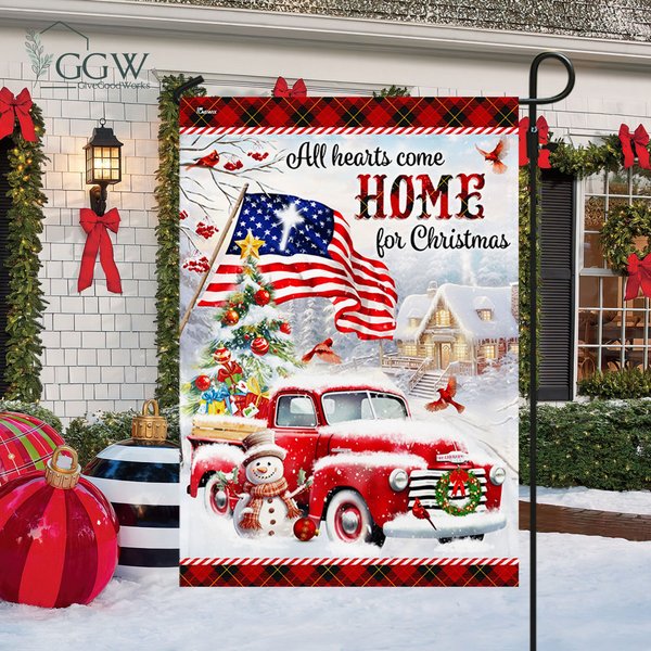 Merry Christmas Red Truck Holiday Flag-image