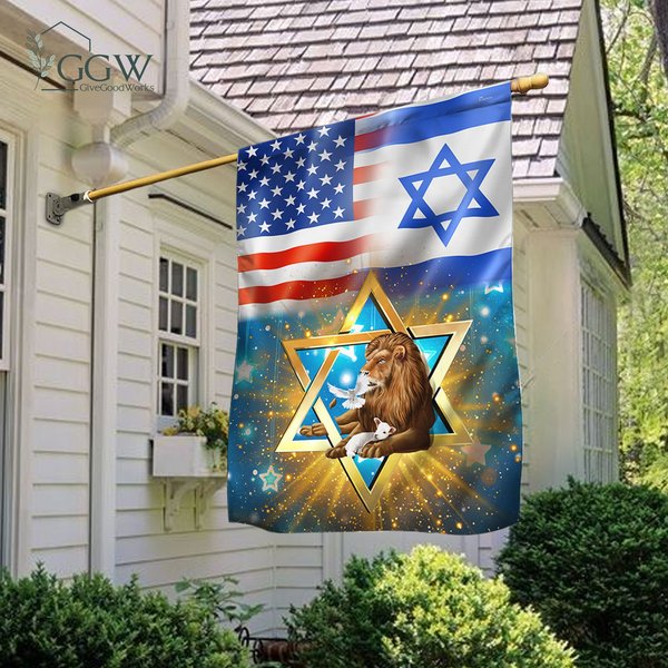 American Israel Israeli Flag, Lion Of Judah American Israeli Flag-image