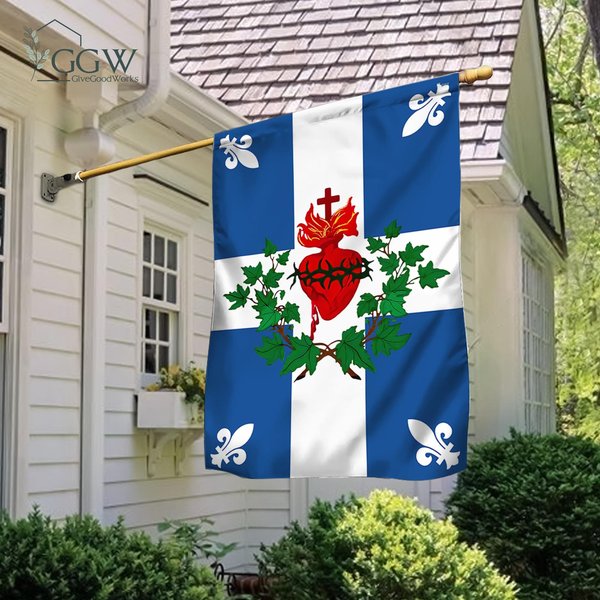 Quebec Sacred Heart Flag, Carillon-Sacr-Coeur Flag, Flag Of The Sacred Heart-image