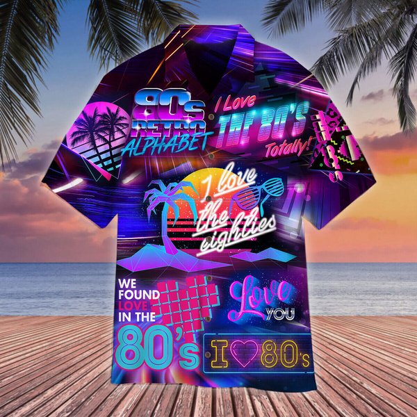 The 80S Neon Music Party Hawaiian Shirt Summer Beach-image