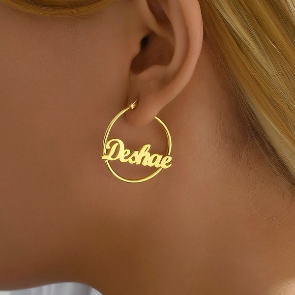 Custom Hoop Earrings With Name, Gift For Her, Mothers Day Gift-image