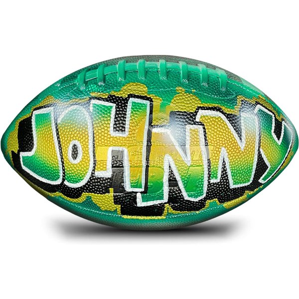 Custom Football With Name Painted In Airbrush Graffiti