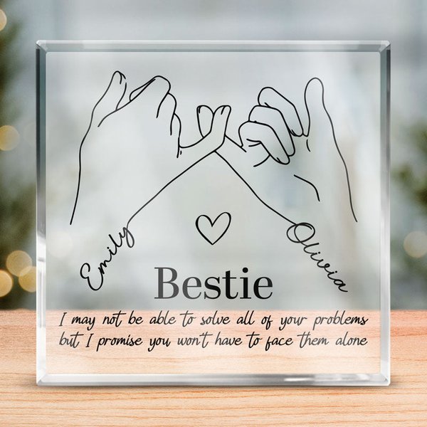 Pinky Promise - Bestie Personalized Custom Square Shaped Acrylic Plaque-image