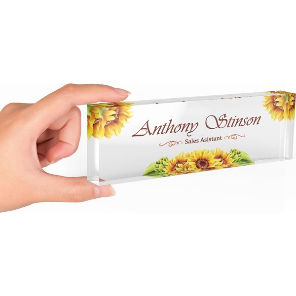 Sunflower Concept Desk Name Plate Custom Personalized Desk Sign Plaque Office Flower-image