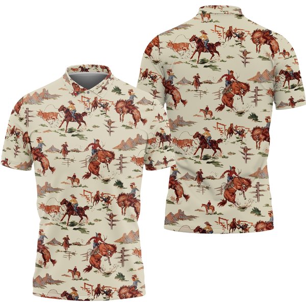 Cowboy Golf Player Tropical Golf Polo Shirt-image