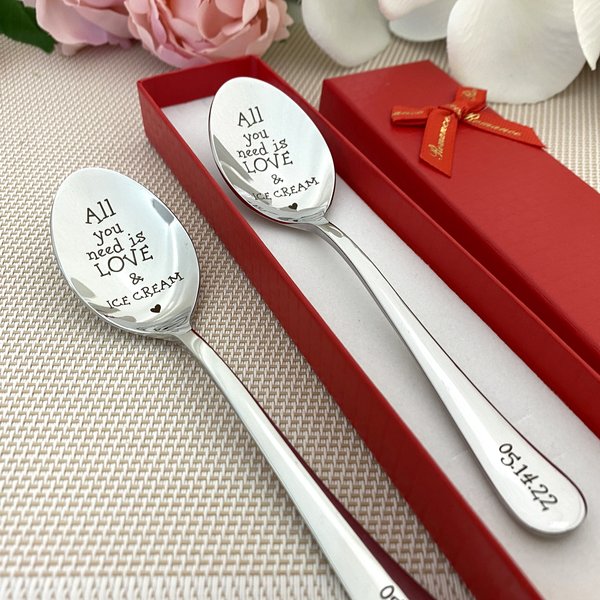 Custom Spoon Engraved Personalized Gift - All You Need Is Love - Girlfriend Gift