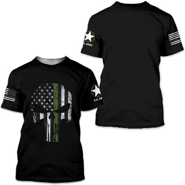 Punisher Skull Thin Green Line T-Shirt-image