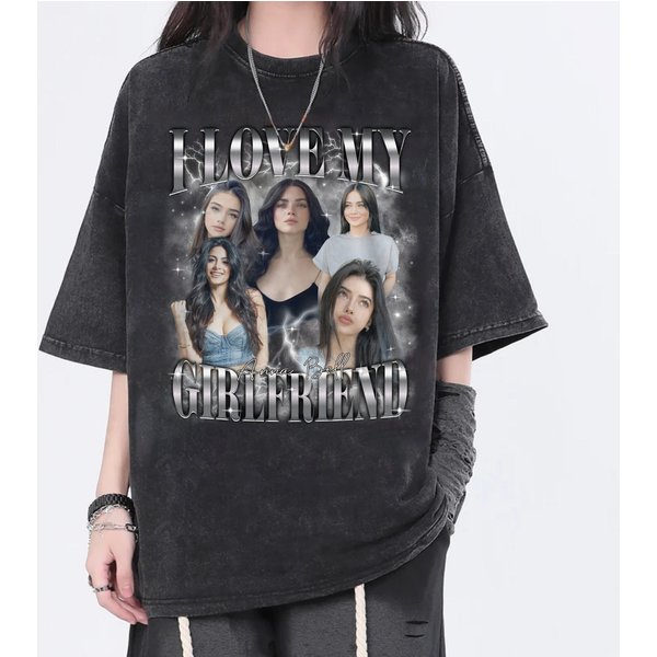 Custom I Love My Girlfriend Color Shirt, Customize Photo Bootleg Idea Tee-image