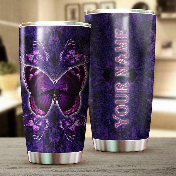 Purple Butterfly Personalized Tumbler-Birthday Gift Christmas Gift For Butterfly-image