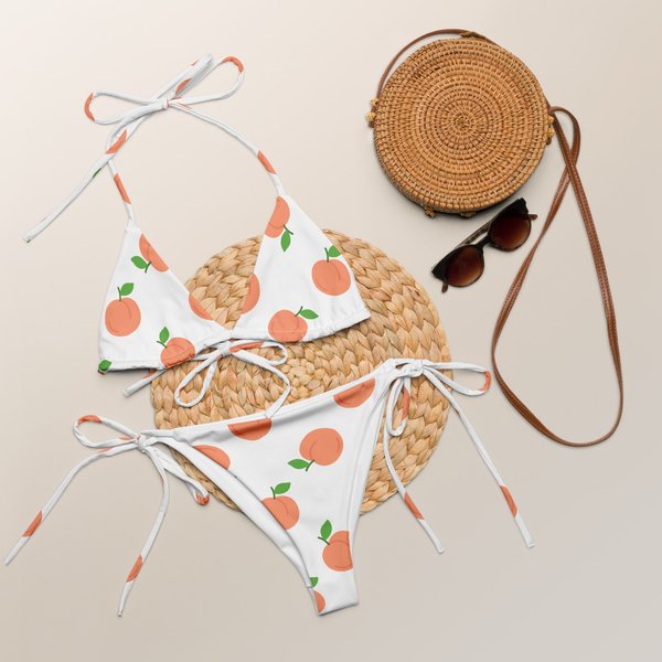 Peach Patterns Women's Sling Bikini Swimsuits-image