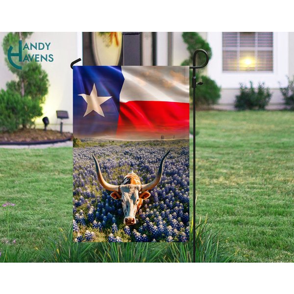 Texas Bluebonnet And Longhorn Garden Flag-image