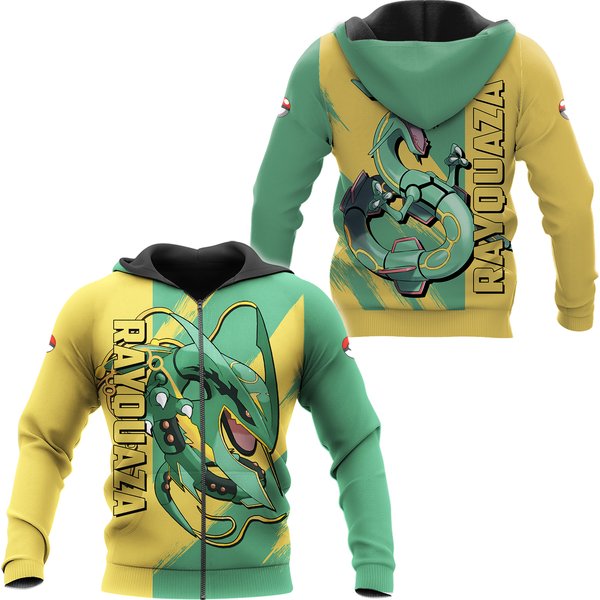 Pkm Rayquaza 3d Zip Hoodie