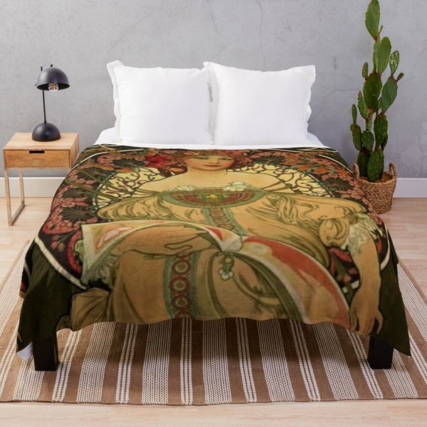 Alphonse Mucha 1860 - 1939 Throw Blanket-image