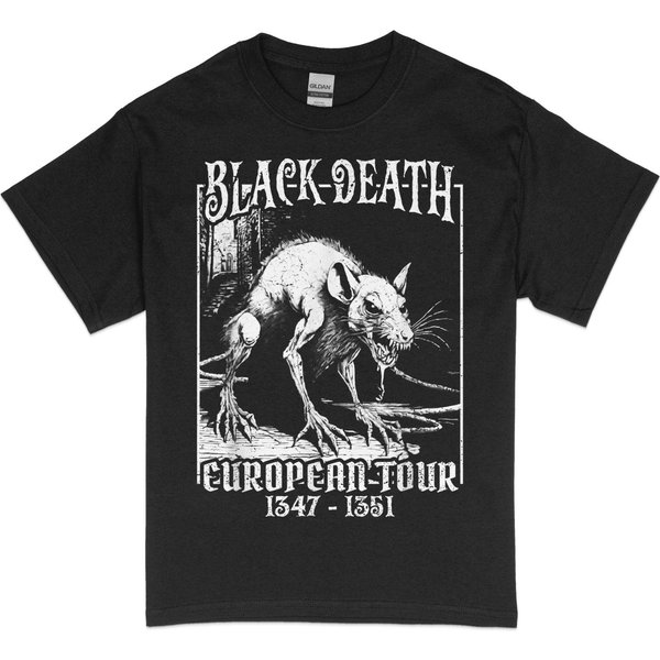 Black Death European Tour 1347 - 1351 Creepy Medieval Rat T-Shirt, Spooky Halloween Gift-image