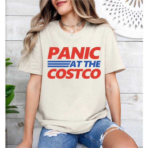 Panic At The Costco Shirt | Funny Meme T-Shirt Costco Hot Dog Shirt-image