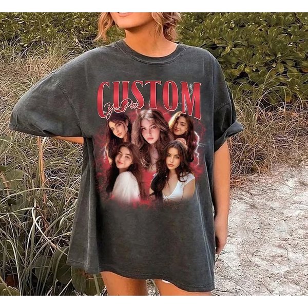 Custom Bootleg Rap Tee, Girlfriend, Boyfriend Tee, Shirt With Face Photo Vintage-image