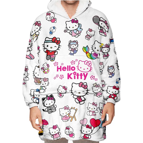 Kawaii Hello Kittys Blanket Hoodie