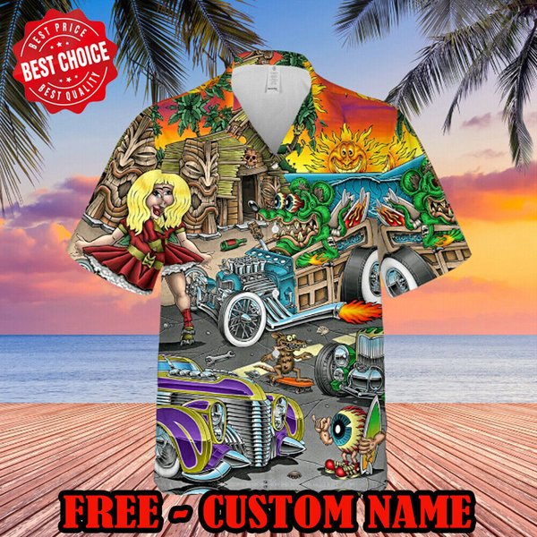 Rat Fink And The Hot Rod Story Unisex Hawaiian Shirt-image