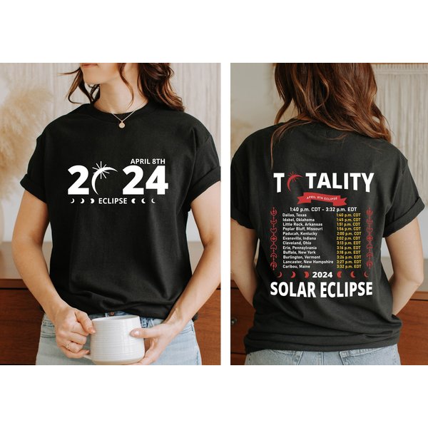 Two Side Total Solar Eclipse 2024 Shirt, American Solar Eclipse April 8Th 2024-image