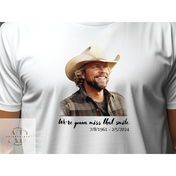 Toby Keith Tribute Unisex Cotton Shirt - "We're Gonna Miss That Smile" Memorial Tee-image