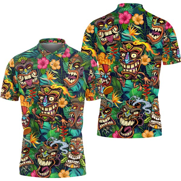 Tiki Golf Player Tropical Golf Polo Shirt-image