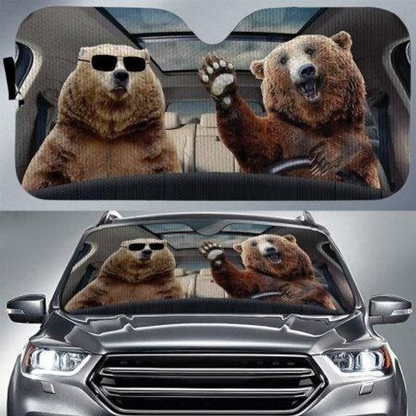 Bear Car Sunshade, Bear Car Decoration, Auto Sun Shade-image