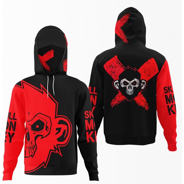 Skull Monkey Pullover Hoodie With Mask-image