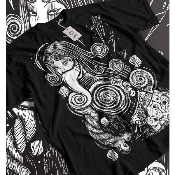 Creepy Girl Dark Anime Gothic Unisex T-Shirt-image