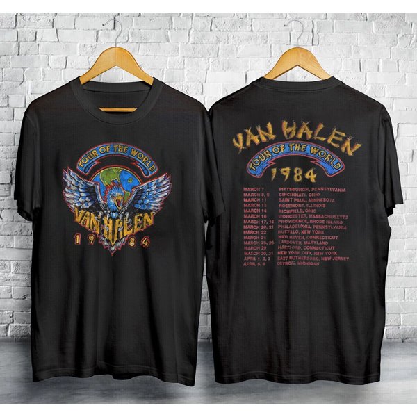 Vintage 1984 World Tour Monsters Of Rock Van Double Sided Unisex T-Shirt-image