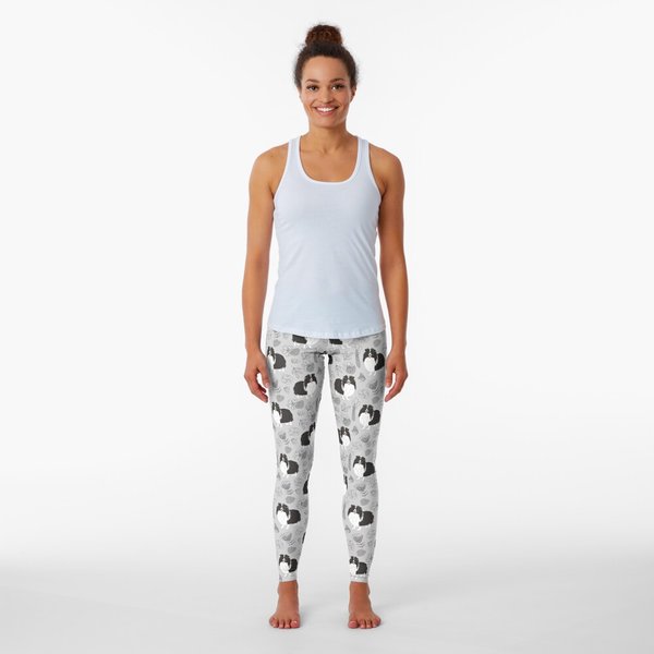 Cute Black White Sheltie Dog Shetland Sheepdog Leggings