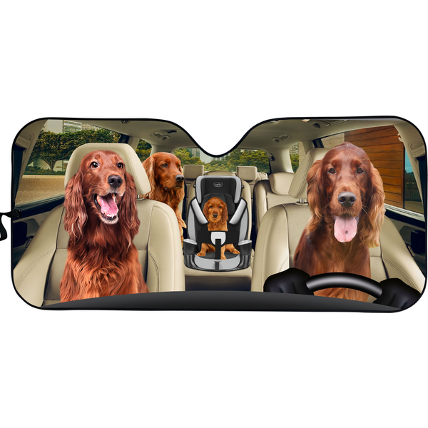 Irish Setter Gift Ideas Sun Shade, Dog Sunshade Car, Cartoon