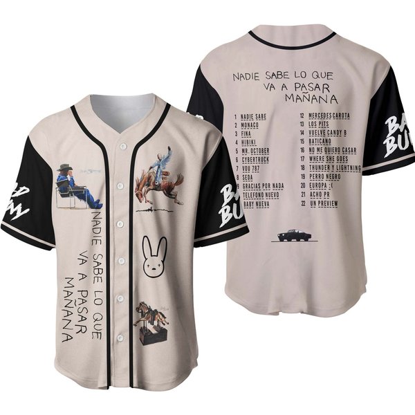 Bad Bunny Nadie Sabe Album Tracklist Baseball Jersey-image