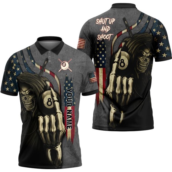 8 Balls Shut Up And Shoot Billiard Customized Polo Shirt