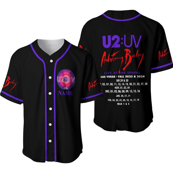Personalized U2 Uv Achtung Baby Live At The Sphere 2024 Baseball Jersey-image