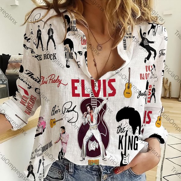 The King Of Rock Elvis Presley Women Casual Shirt, Women's Blouses