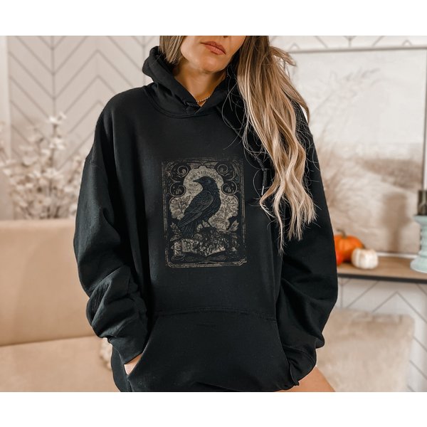 Vintage Gothic Raven Hoodie