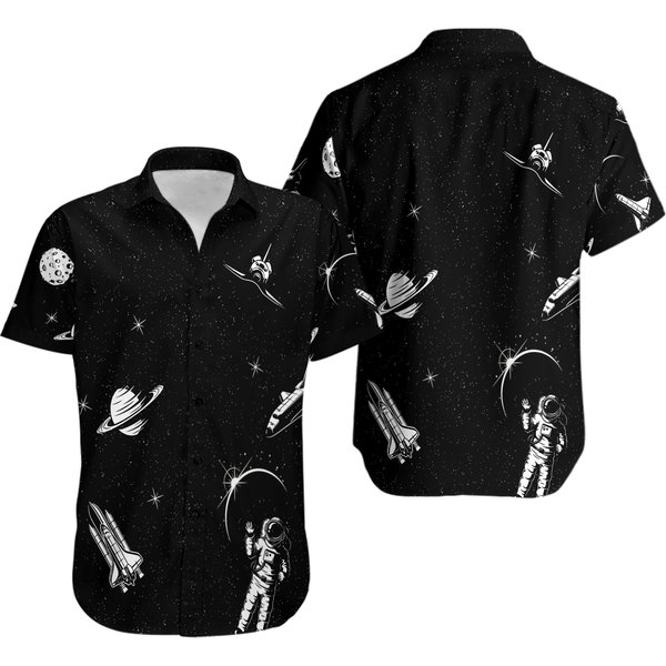 Astronaut In Space Hawaiian Shirt In Black-image