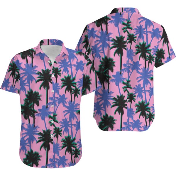 Green Purple Palm Tree Hawaiian Shirt-image