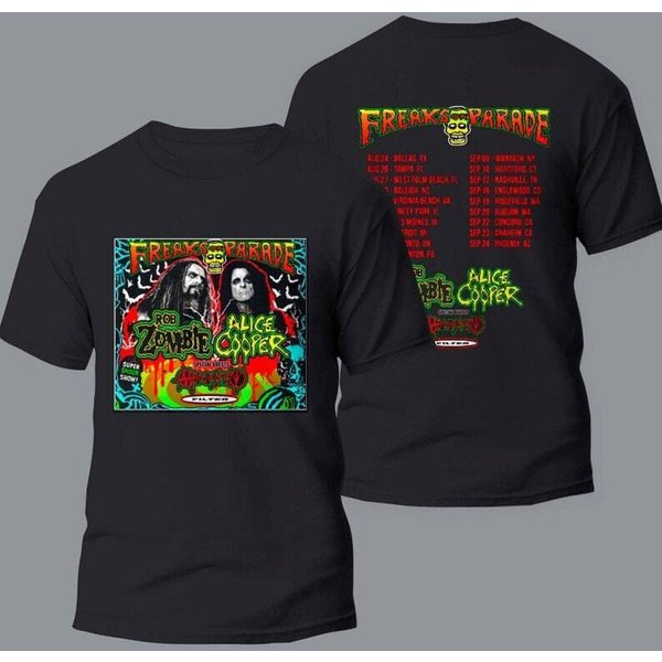 Rob Zombie Freaks On Parade Tour 2024 T-Shirt With Alice Cooper Dates-image