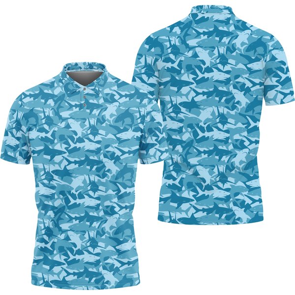 Tropical Shark Hawaiian Golf Polo Shirt-image