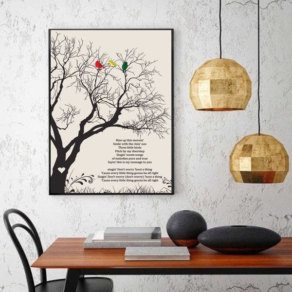 Bob Marley Three Little Birds Song Lyrics Poster (No Frame)-image
