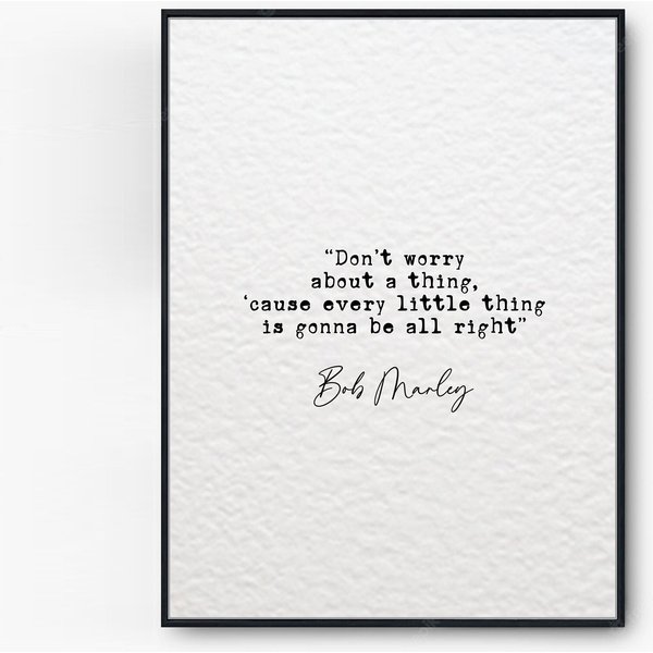 Minimalist Home Decor Bob Marley Quote Print Don't Worry (No Frame)-image