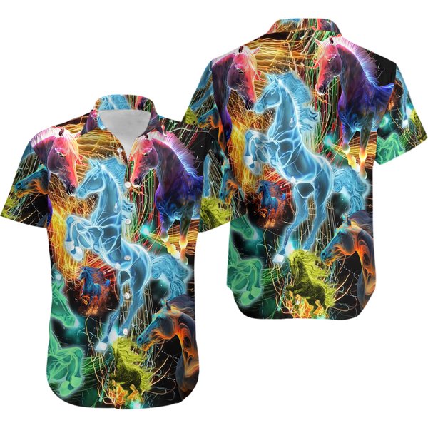 Amazing Neon Horse Hawaiian Shirt-image