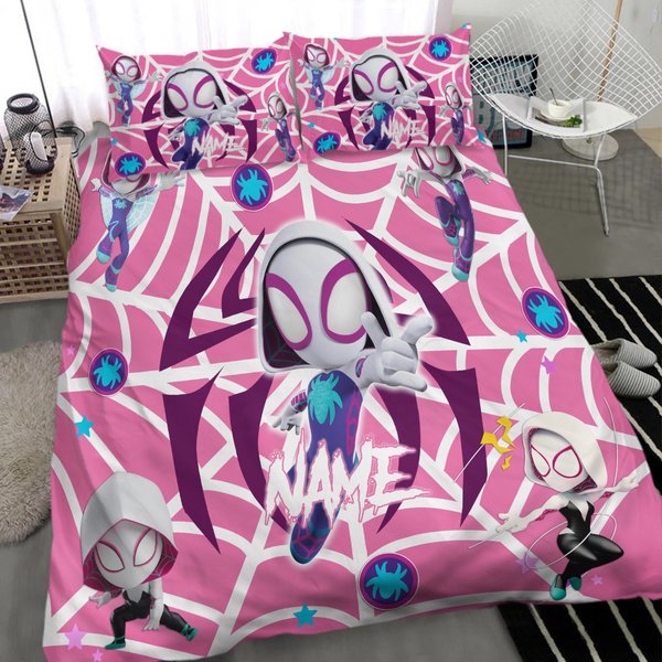 Spidey Gwen Custom Name Bedding Set-image
