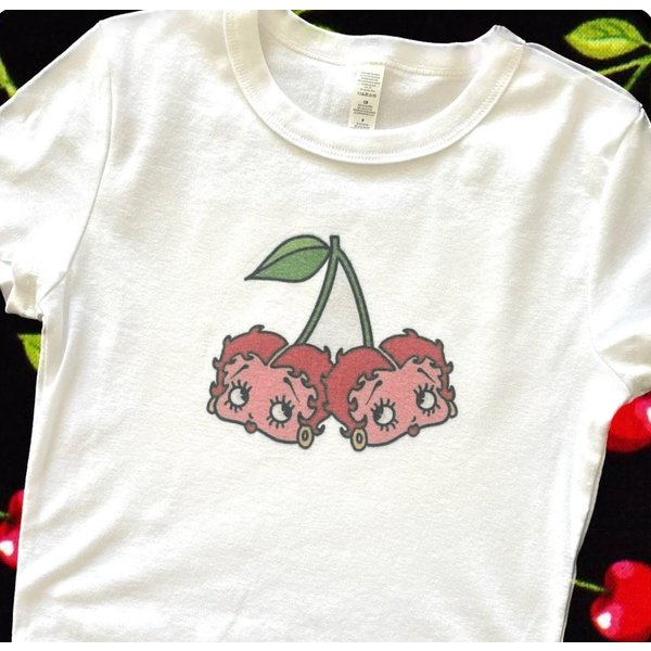 Betty Boop Cherries Womens Baby Tee-image